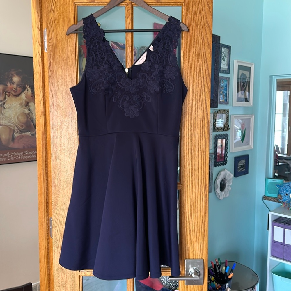 Ted Baker Taliia Embroidered Skater Dress Navy TB 4 US 10
